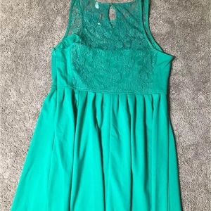 Lauren Conrad Turquoise Knee Length Beautiful Dress Lace top